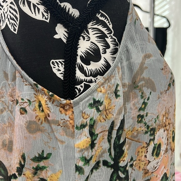 MAEVE by ANTHROPOLOGIE Floral Sheer Ruffle Asymmetrical top - Picture 6 of 12